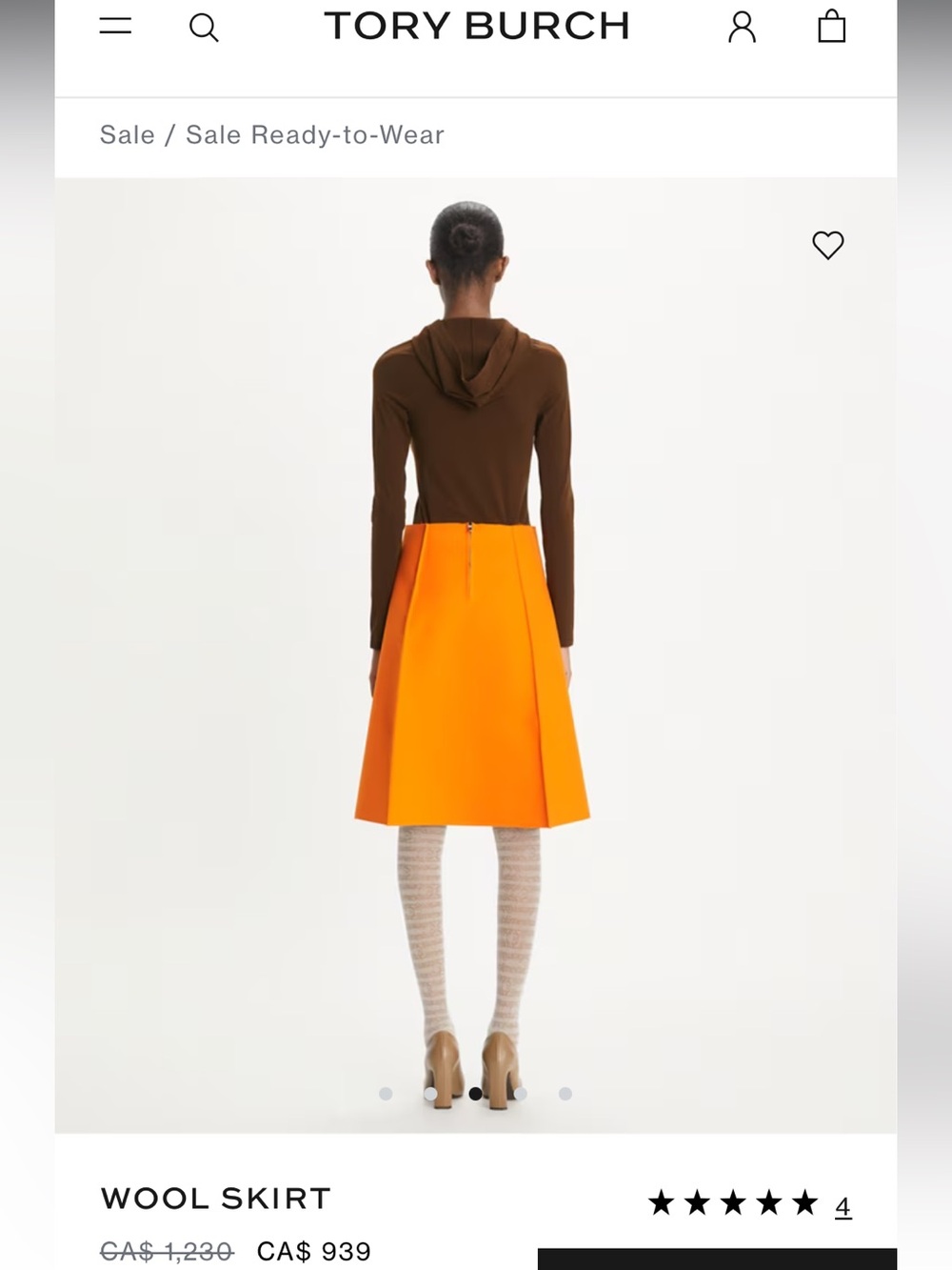 Tory Burch Two-Tone Midi Skirt in Color:
Bright Mandarin